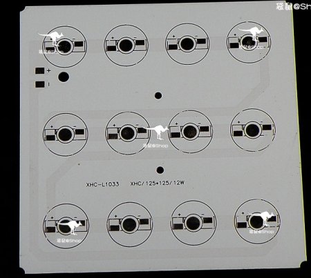 (image for) 12W 125x125mm LED High Power Rectangular Aluminum Plate 12 Series Connections