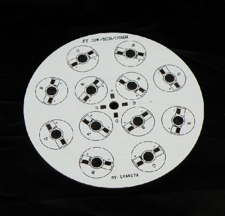(image for) 12W RGB LED High Power Aluminum Plate 4 Series Connections 3 Parallel connections Common Anode Diameter 110mm