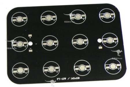 (image for) 12W 145x106mm LED High Power Rectangular Aluminum Plate 12 Series Connections