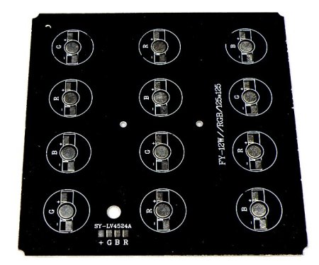 (image for) 12W 125x125mm RGB LED High Power Rectangular Aluminum Plate 4 Series Connections 3 Parallel connections Common Anode For Spotlights Ceiling
