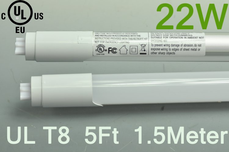 (image for) UL Certificated 22W LED Tube T8 1.5 Meter 5FT LED T8 Fluorescent Light